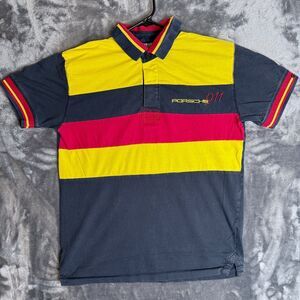 DXI Jean Porsche 911 Short Sleeve Collard Polo Size Medium Multi Color